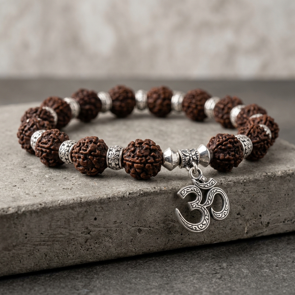 THADAM Authentic 5-Mukhi Sacred Rudraksha Silver Bracelet